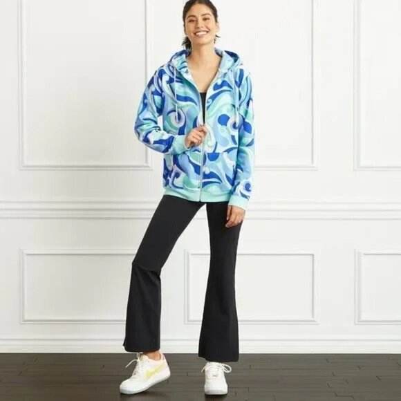 Hill House Allie Zip-Up Ocean Kaleidoscope Print Jacket M NWT - Picture 2 of 11